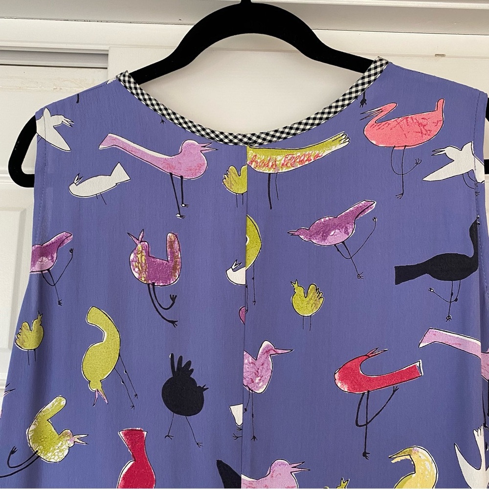 Vintage Maxi Dress 80’s Sleeveless Whimsical Birds L - Picture 5 of 14